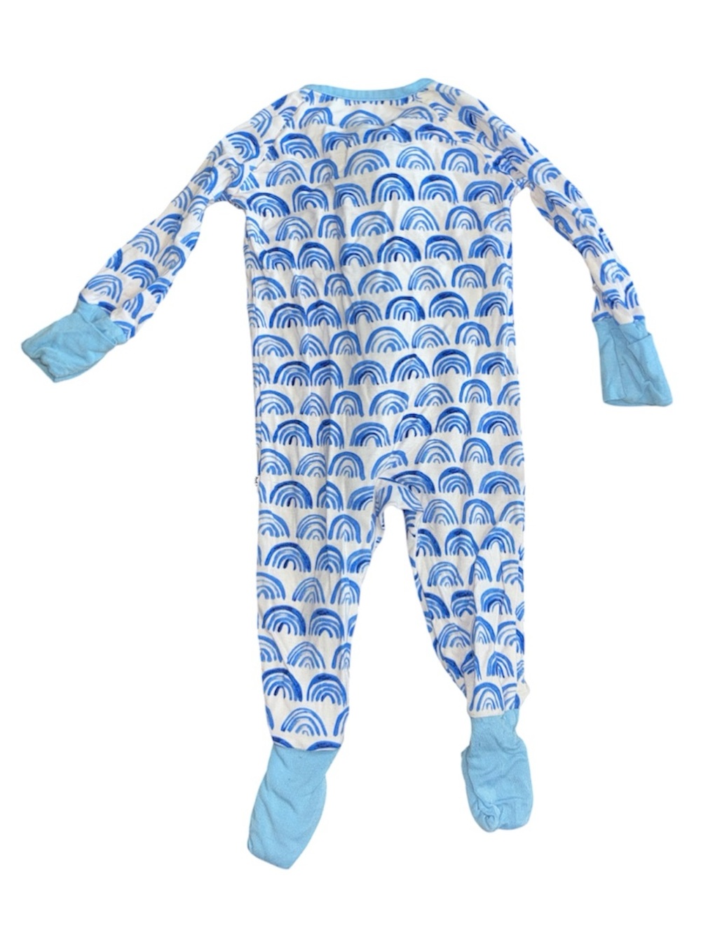 Little Sleepies Blue Rainbow Long Sleeve Zipper Onesie Bamboo Size O-3 Months - Picture 2 of 3